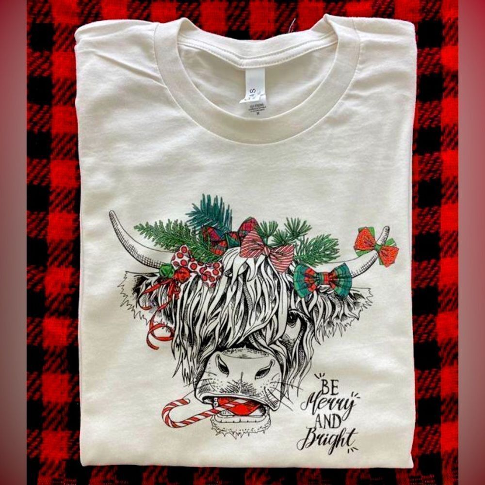 Fancy Highland Christmas Short Sleeve T-shirt